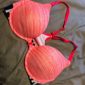 Pink and black band bra